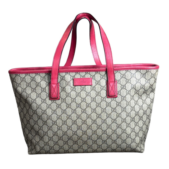 Gucci Handbags - Gucci Beige GG Supreme Joy Tote with Pink Trim